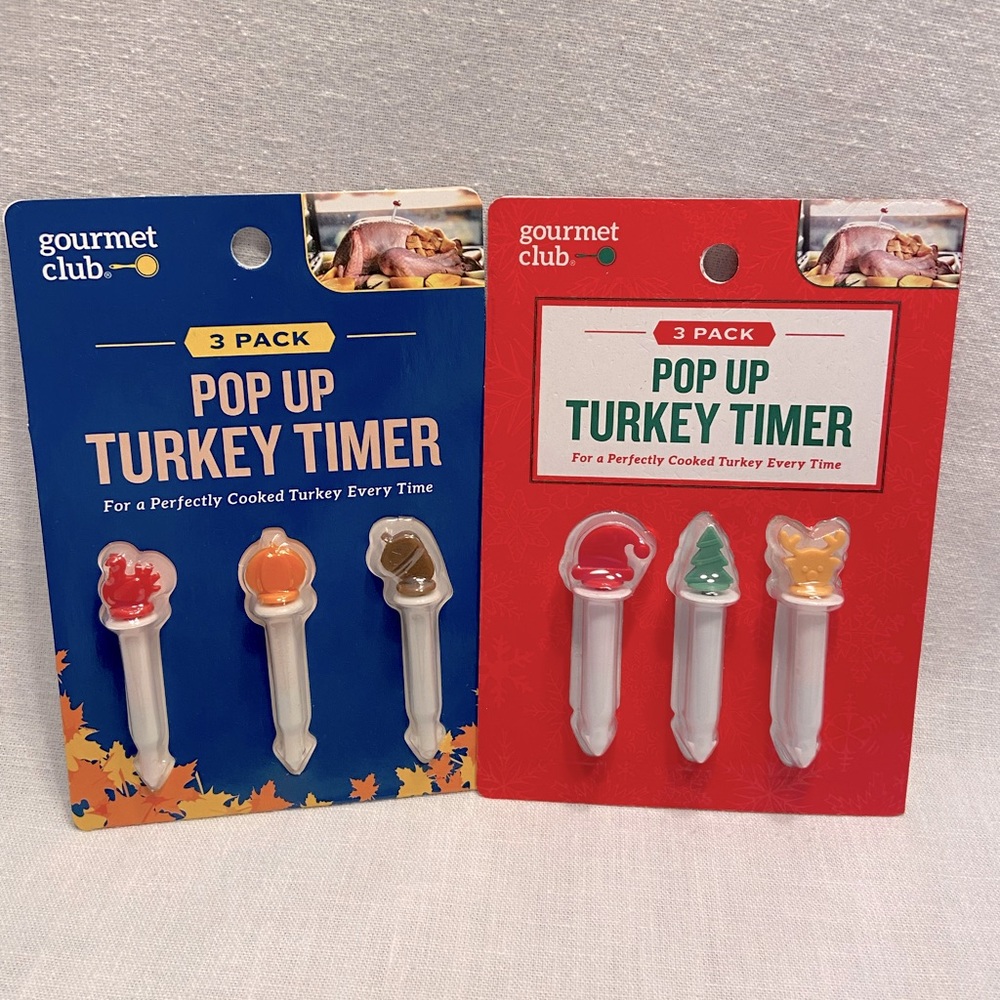 Gourmet Club Pop Up Turkey Timers 3-Packs Christmas Thanksgiving Dinner Decor